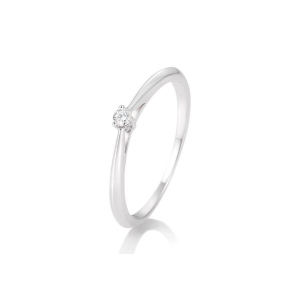 0,05 ct. H Si Bague solitaire or blanc 750/18 ct. avec diamant, 3 griffes