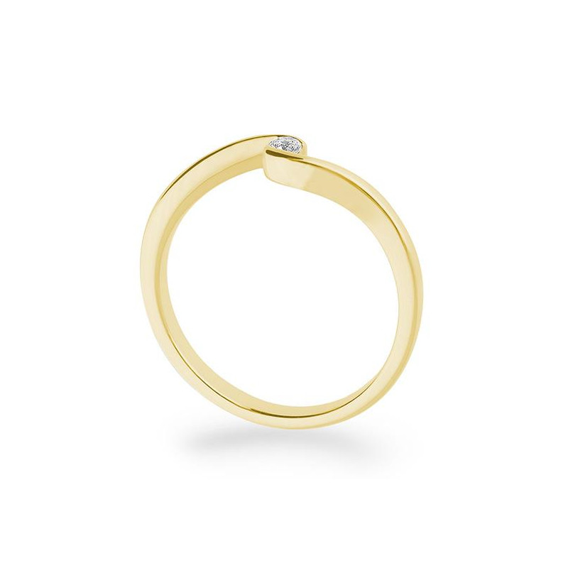 0,05 ct. H Si Bague solitaire or jaune 750/18 ct. avec diamant – Image 2