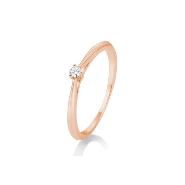 0,05 ct. H Si Bague solitaire or rose 750/18 ct. avec diamant, 3 griffes