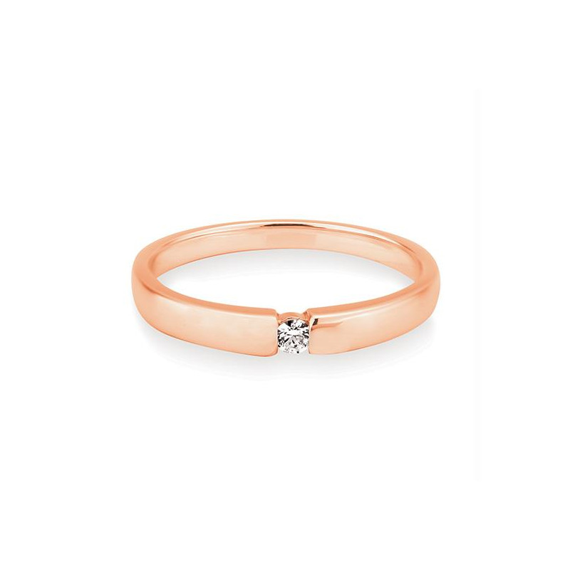 0,05 ct. H Si Solitärring Rotgold 750/18 kt. mit Diamant – Bild 3