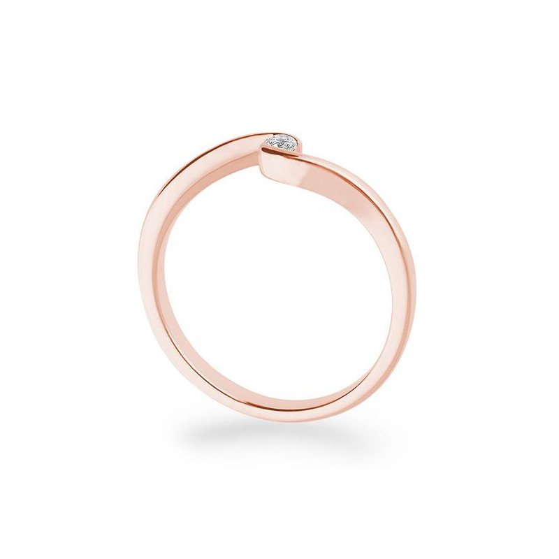 0,05 ct. H Si Solitärring aus Rotgold 750/18 kt. mit Diamant – Bild 2