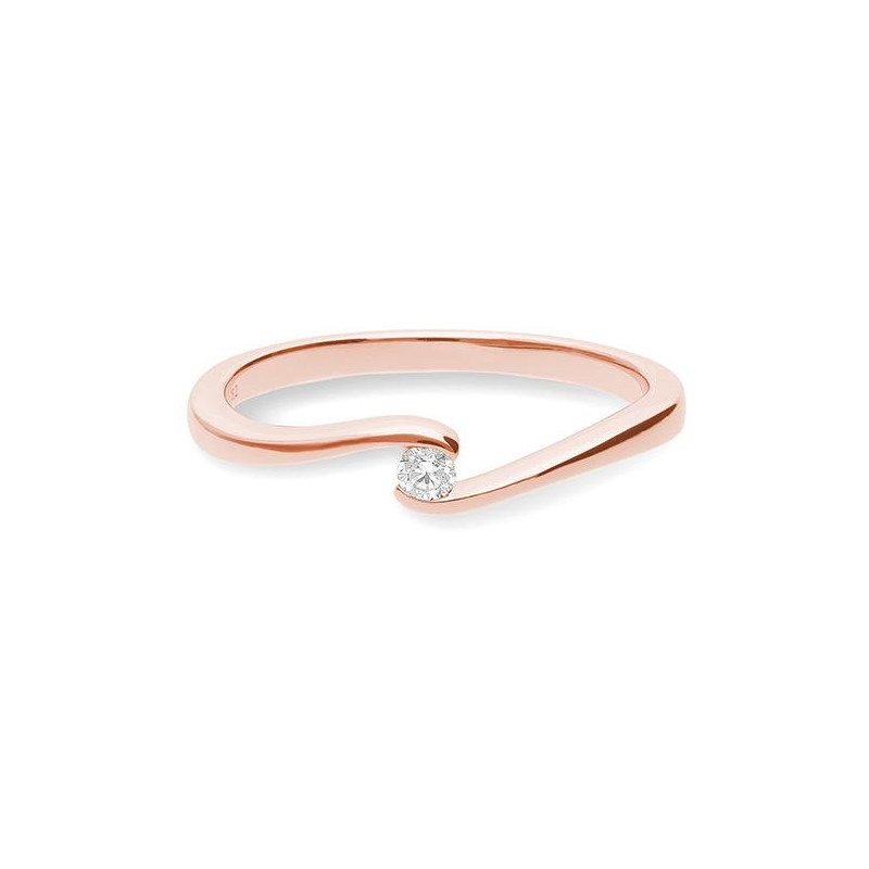 0,05 ct. H Si Solitärring aus Rotgold 750/18 kt. mit Diamant – Bild 3