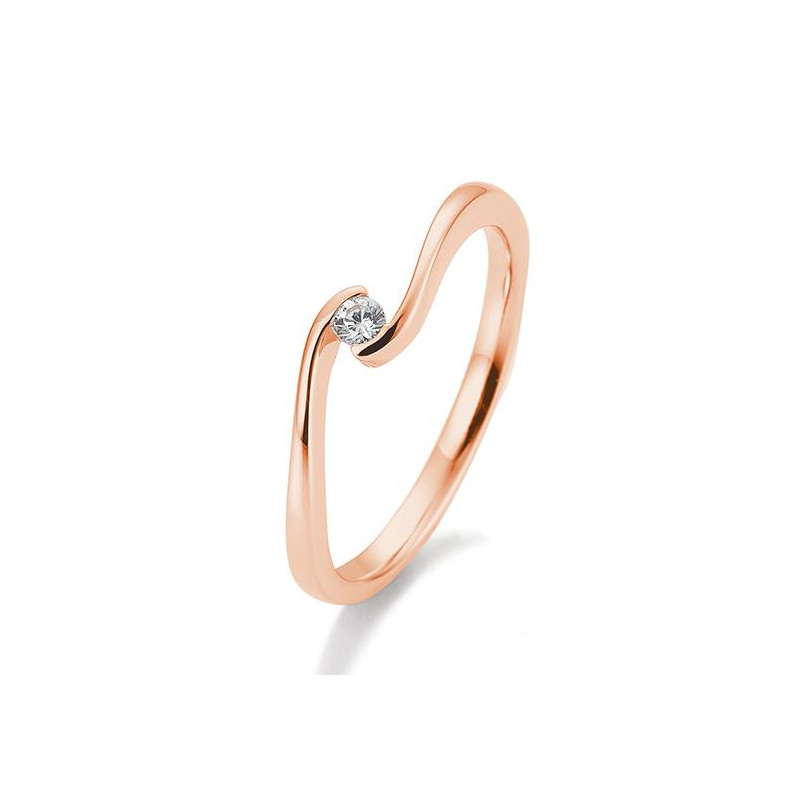 0,05 ct. H Si Solitärring aus Rotgold 750/18 kt. mit Diamant