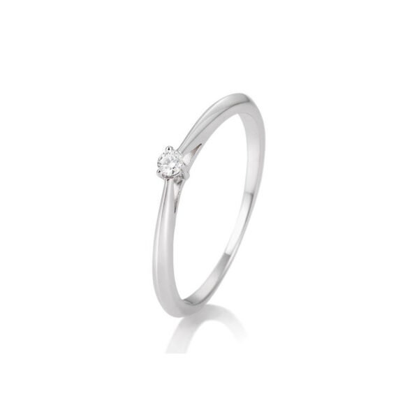 0,05 ct. H Si Bague solitaire platine 950 avec diamant, 3 griffes