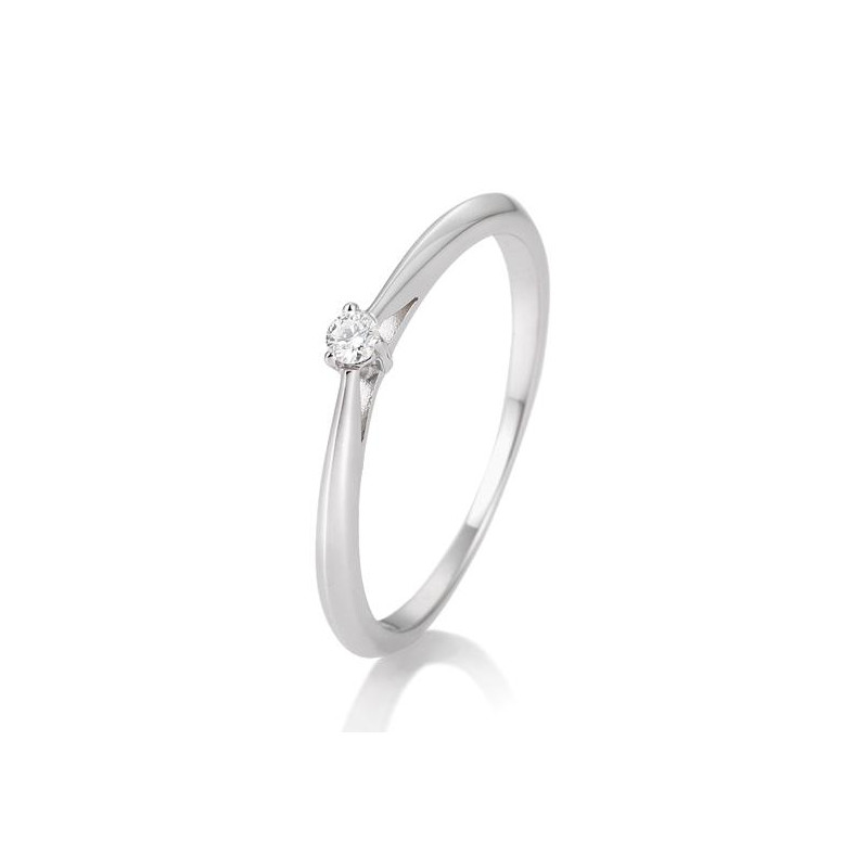 0,05 ct. H Si Solitärring aus Platin 950 mit Diamant, 3 Krappen