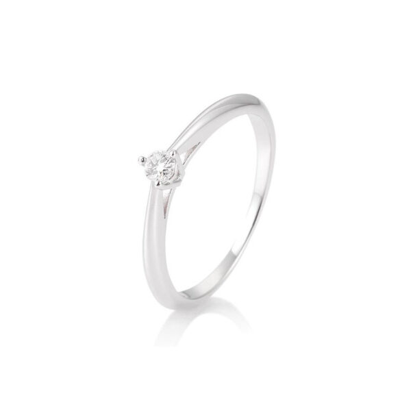 0,10 ct. H Si Bague solitaire or blanc 750/18 ct. avec diamant, 3 griffes