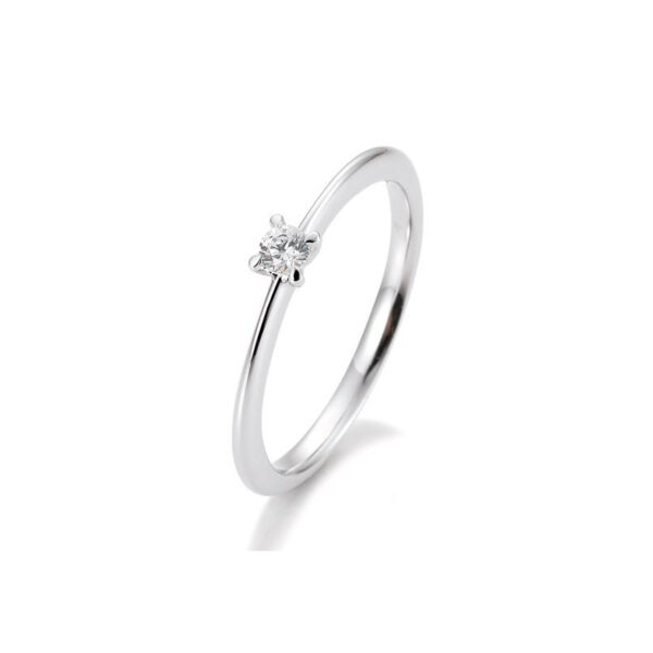 0,10 ct. H Si Bague solitaire or blanc 750/18 ct. avec Diamant, 4 griffes