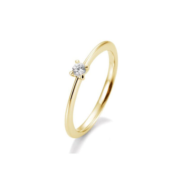 0,10 ct. H Si Bague solitaire or jaune 750/18 ct. avec Diamant, 4 griffes