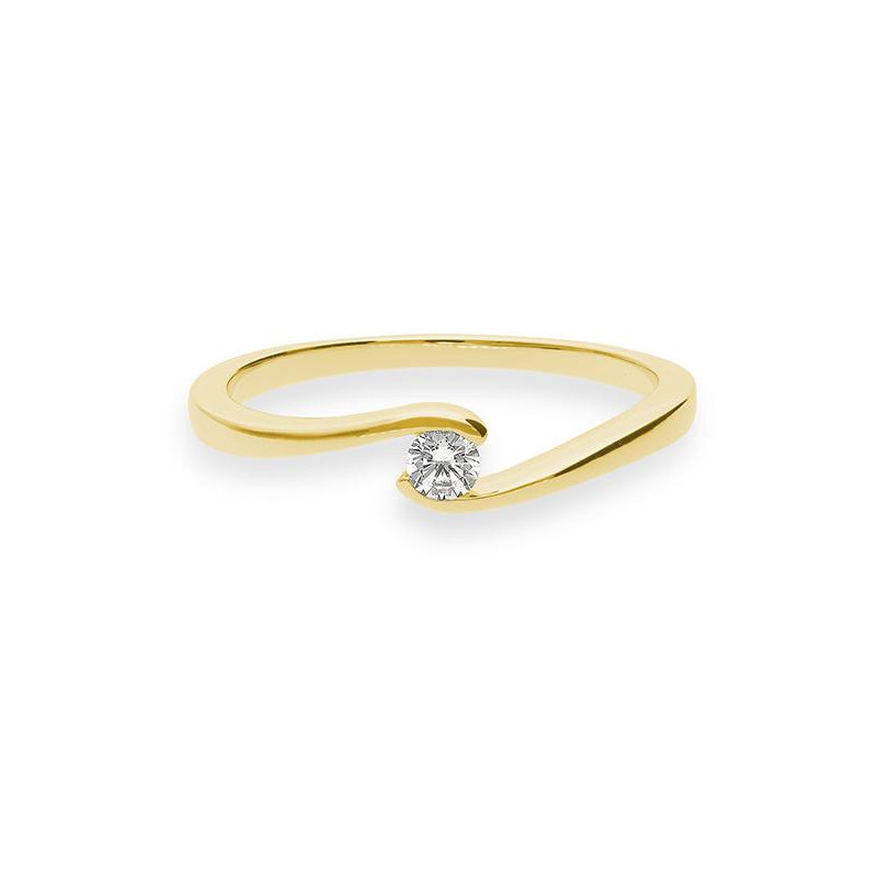 0,10 ct. H Si Bague solitaire or jaune 750/18 ct. avec diamant – Image 3