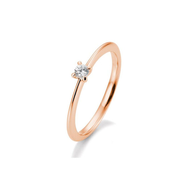 0,10 ct. H Si Bague solitaire or rose 750/18 ct. avec Diamant, 4 griffes