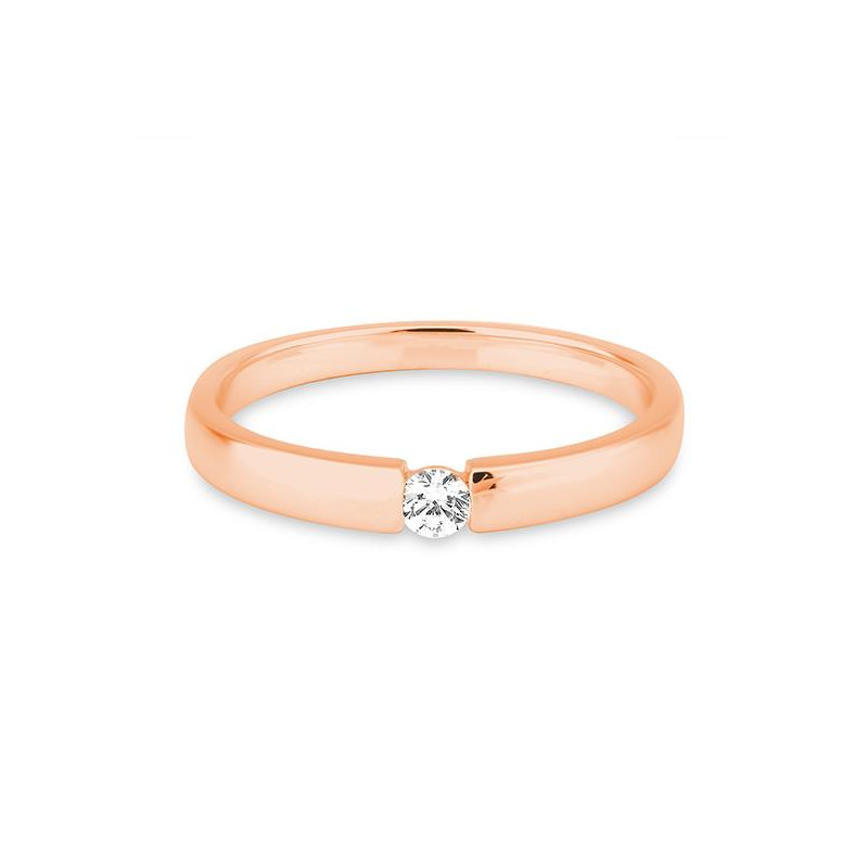 0,10 ct. H Si Bague solitaire or rose 750/18 ct. avec diamant – Image 3