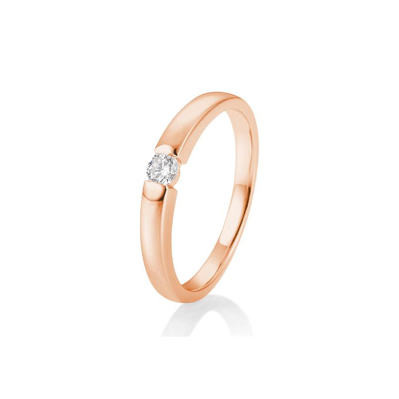 0,10 ct. H Si Bague solitaire or rose 750/18 ct. avec diamant