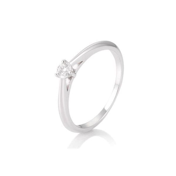 0,15 ct. H Si Bague solitaire or blanc 750/18 ct. avec diamant, 3 griffes
