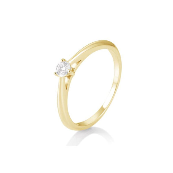 0,15 ct. H Si Bague solitaire or jaune 750/18 ct. avec diamant, 3 griffes