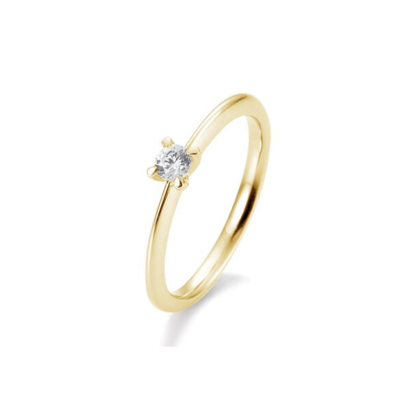 0,15 ct. H Si Bague solitaire or jaune 750/18 ct. avec diamant, 4 griffes