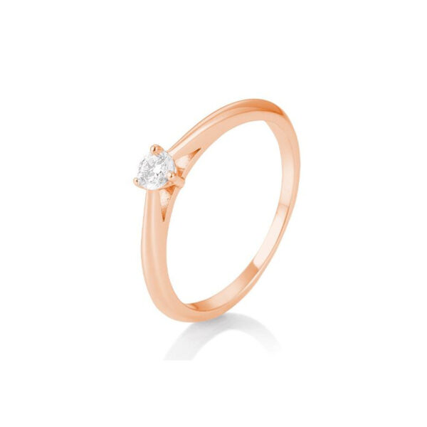 0,15 ct. H Si Bague solitaire or rose 750/18 ct. avec diamant, 3 griffes
