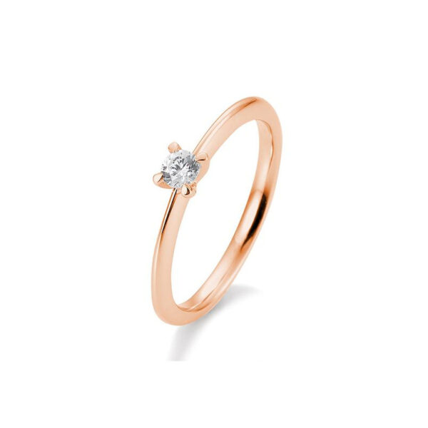 0,15 ct. H Si Bague solitaire or rose 750/18 ct. avec Diamant, 4 griffes