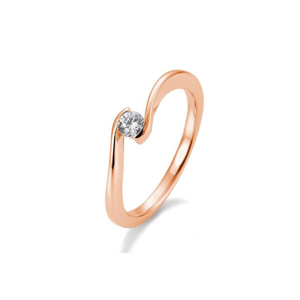 0,15 ct. H Si Bague solitaire or rose 750/18 ct. avec diamant