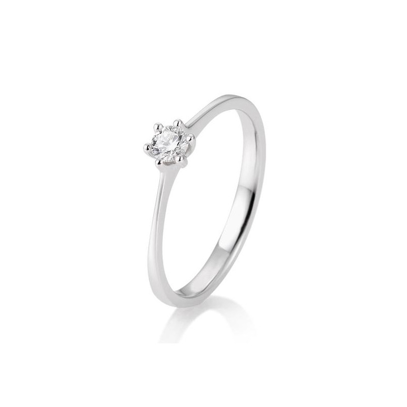 0,15 ct. H Si Bague solitaire Platine 950 avec diamant 6 griffes.