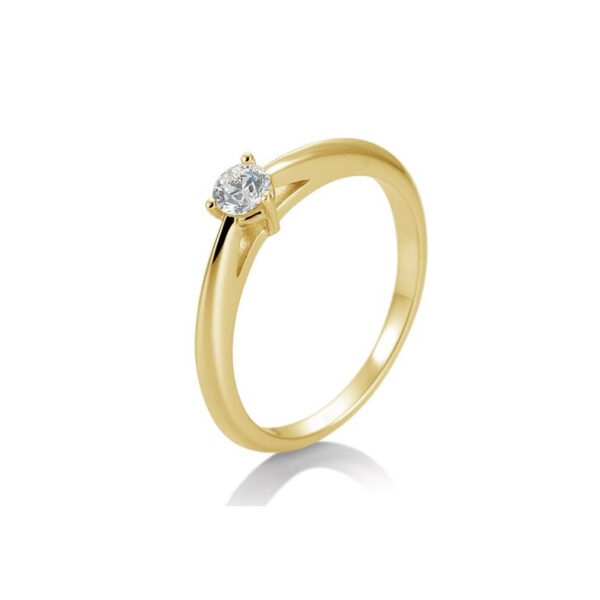 0,20 ct. H Si Bague solitaire or jaune 750/18 ct. avec diamant, 3 griffes
