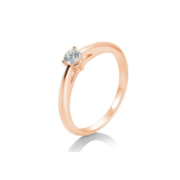 0,20 ct. H Si Bague solitaire or rose 750/18 ct. avec diamant, 3 griffes