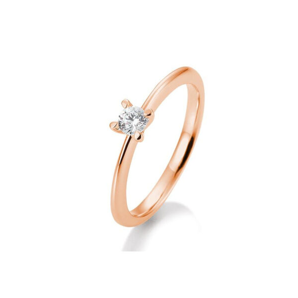 0,20 ct. H Si Bague solitaire or rose 750/18 ct. avec Diamant, 4 griffes