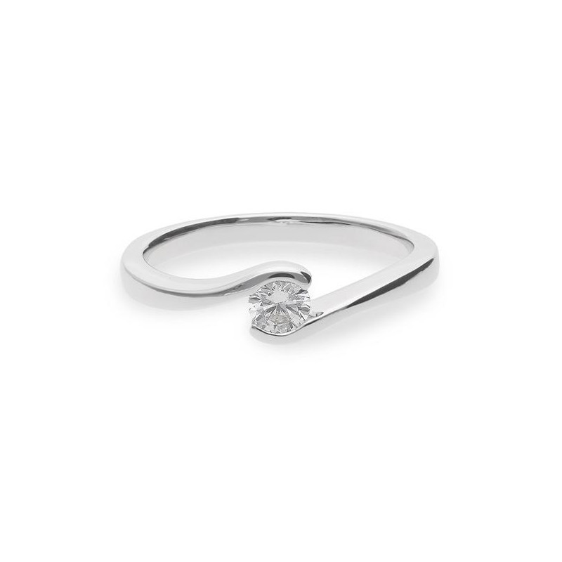 0,25 ct. H Si Bague solitaire or blanc 750/18 ct. avec diamant – Image 3