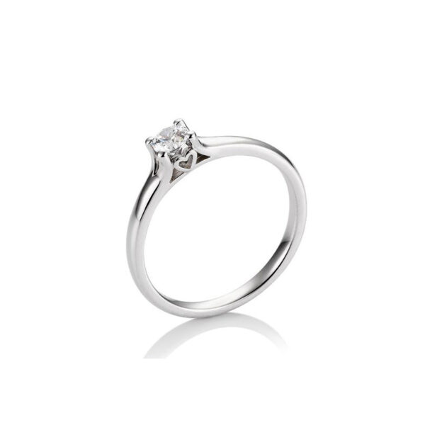0,25 ct. H Si Bague solitaire platine 950 avec diamant 4 griffes décor cœur