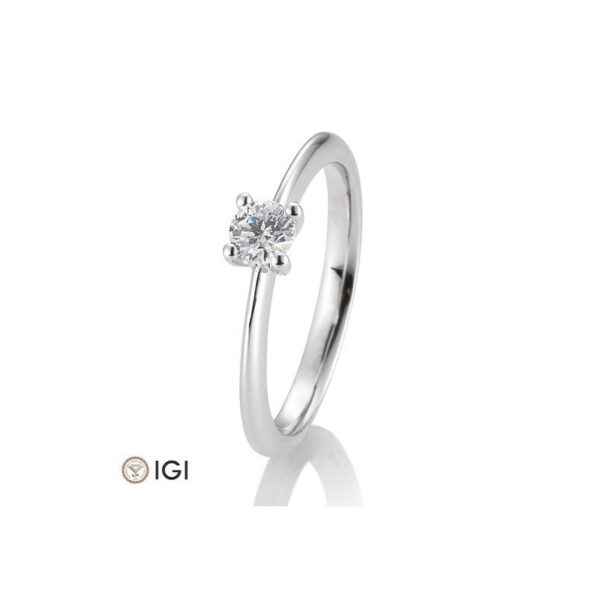 0,30 ct. H Si Bague solitaire or blanc 750/18 ct. avec Diamant, 4 griffes