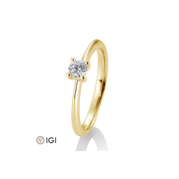 0,30 ct. H Si Bague solitaire or jaune 750/18 ct. avec diamant , 4 griffes