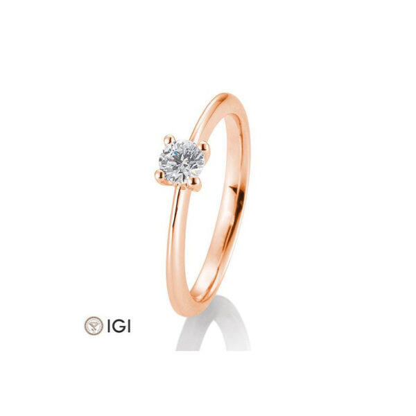 0,30 ct. H Si Bague solitaire or rose 750/18 ct. avec Diamant, 4 griffes