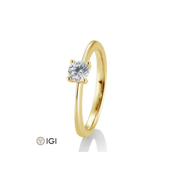 0,40 ct. H Si Bague solitaire or jaune 750/18 ct. avec diamant, 4 griffes