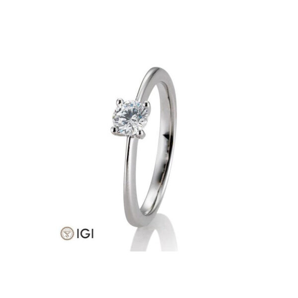0,40 ct. H Si Bague solitaire platine 950 avec diamant, 4 griffes