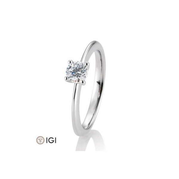 0,50 ct. H Si Bague solitaire or blanc 750/18 ct. avec diamant, 4 griffes