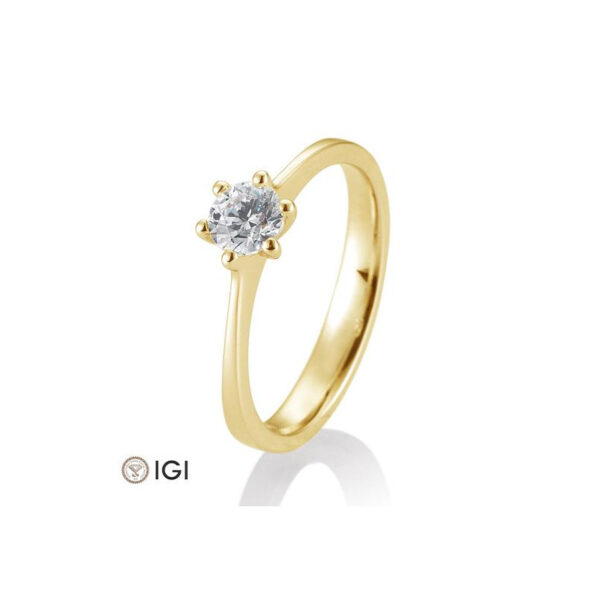 0,50 ct. H Si Bague solitaire or jaune 750/18 ct. avec diamant, 6 griffes