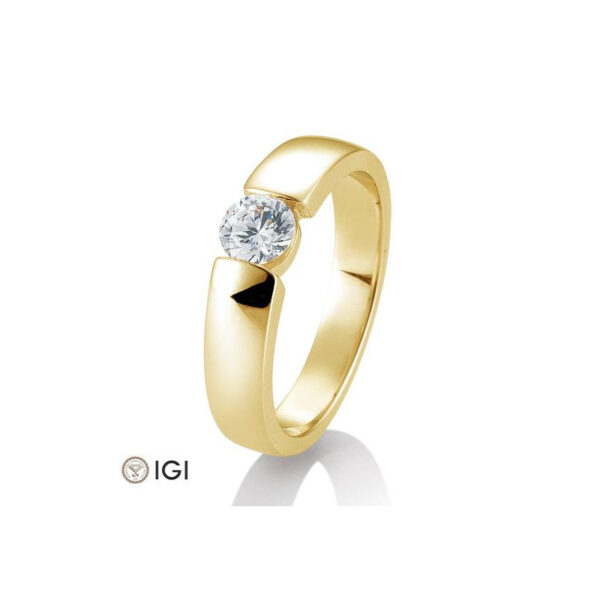 0,50 ct. H Si Bague solitaire or jaune 750/18 ct. avec diamant