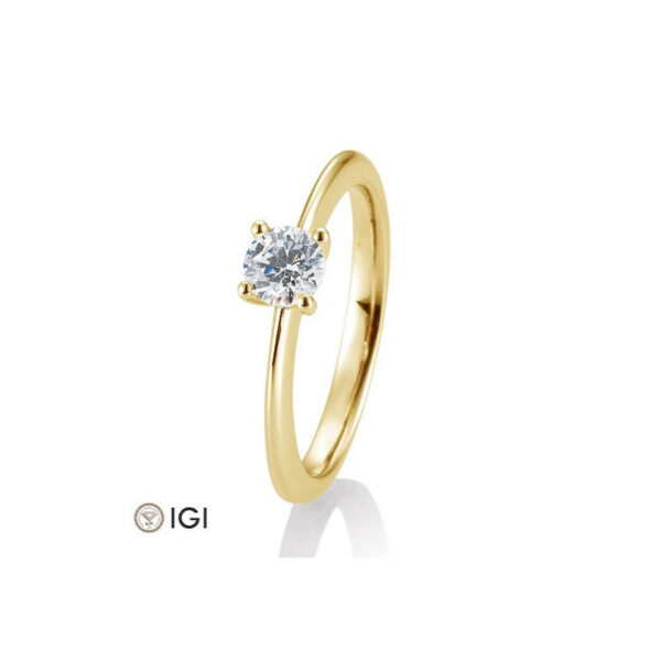 0,50 ct. H Si Bague solitaire or jaune 750 avec diamant, 4 griffes