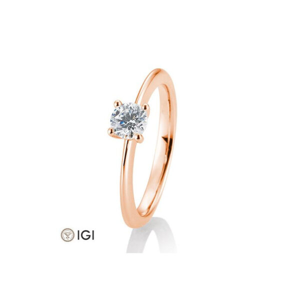 0,50 ct. H Si Bague solitaire or rose 750/18 ct. avec diamant, 4 griffes