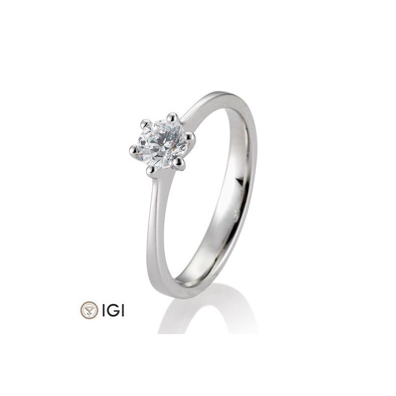 0,50 ct. H Si Bague solitaire platine 950 avec diamant, 6 griffes