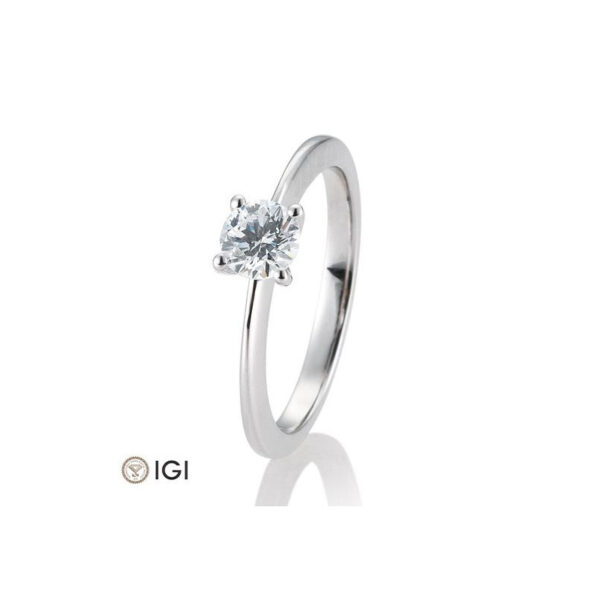0,60 ct. H Si Bague solitaire or blanc 750/18 ct. avec diamant, 4 griffes