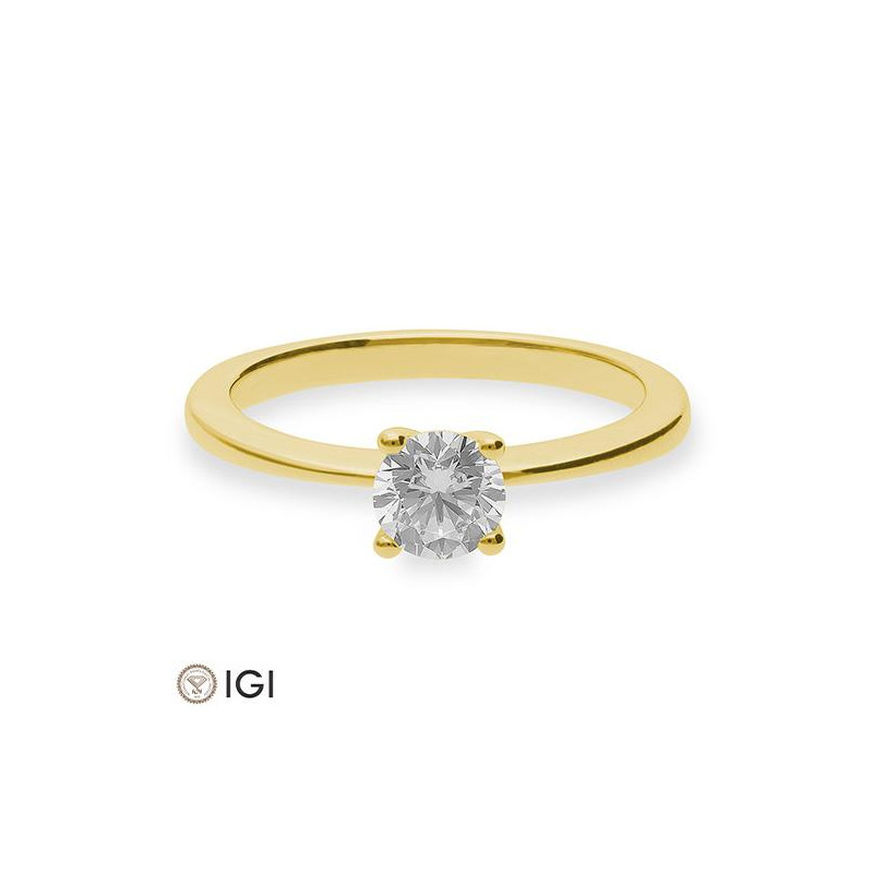 0,60 ct. H Si Solitärring aus Gelbgold 750/18 kt. mit Diamant, 4 Griff – Bild 3