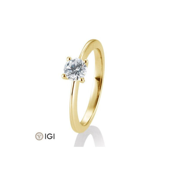 0,60 ct. H Si Bague solitaire or jaune 750/18 ct. avec diamant, 4 griffes