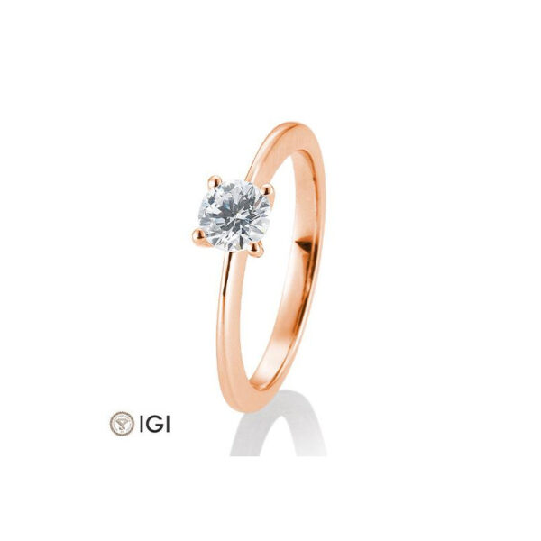 0,60 ct. H Si Bague solitaire or rose 750/18 ct. avec diamant, 4 griffes
