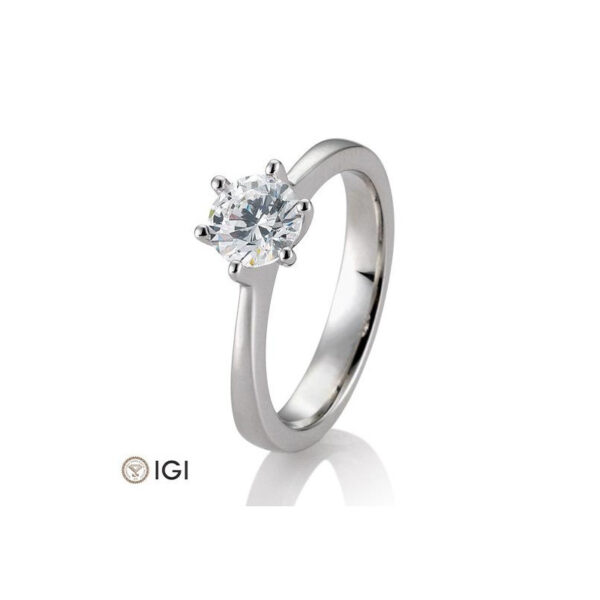 0,60 Ct. H Si Bague solitaire platine 950 avec diamant, 6 griffes