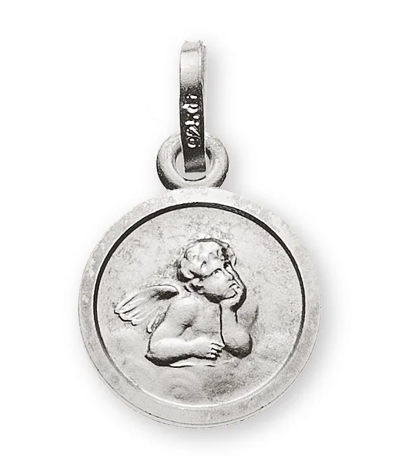 Medaille aus Weißgold 585/14 ct. Engel 10mm