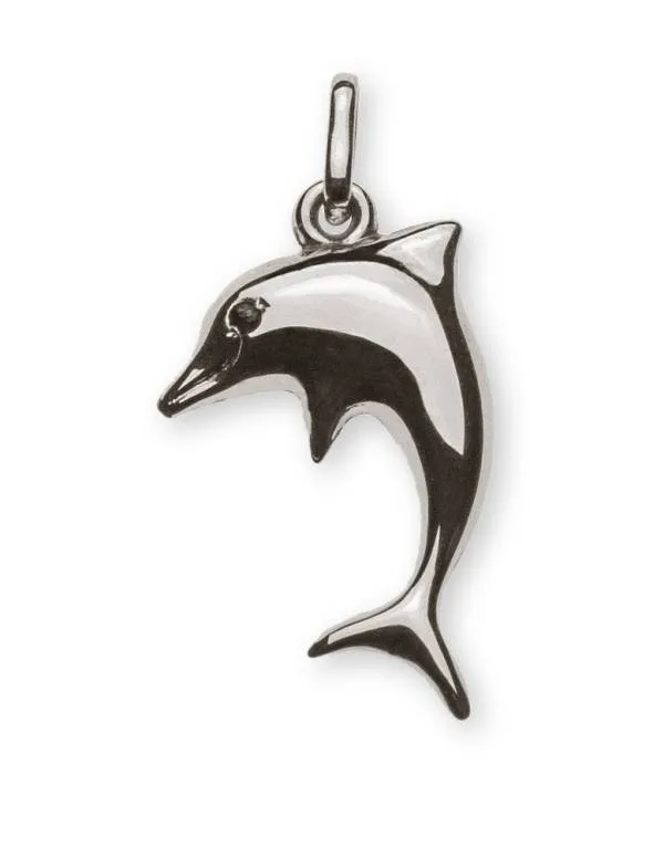 Delfin-Anhänger aus 750/18ct Weißgold mit Saphir-Auge
