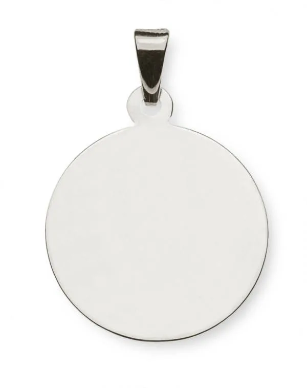 Anhänger runde, polierte Gravurplatte, Weißgold 750/18 ct. 18 mm