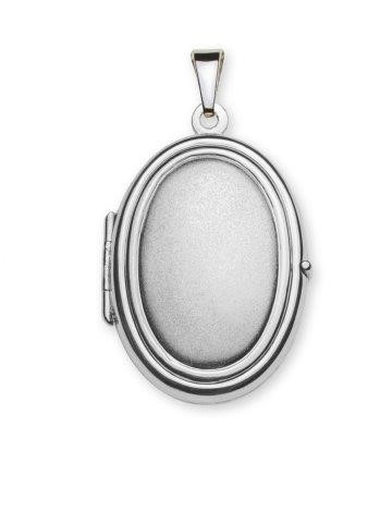 Pendentif médaillon ovale pour photo, satinée, or blanc 750/18 ct.