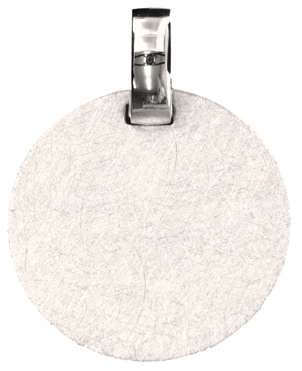 Pendentif plaque à graver, ronde, satinée, or blanc 750/18 ct., 16 mm