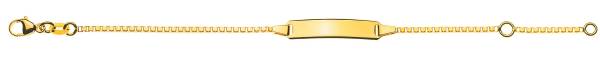 Bracelet d'identité vénitienne diamantée pour enfants or jaune 375/9 ct. avec plaquette rectangulaire longue